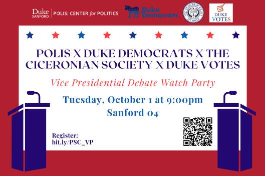 Flyer for VP debate watch party